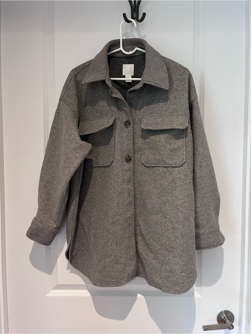 H&M Gray Utility Shacket with Chest Flap Pockets